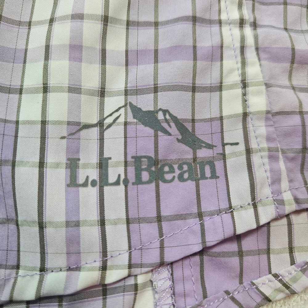 LL Bean Womens XL Purple Plaid Vented Hiking Shirt Roll Tab Long Sleeve - Picture 2 of 10
